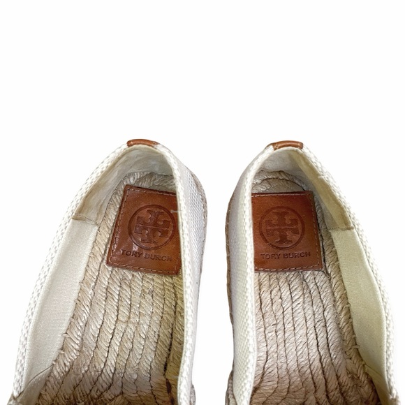 Tory Burch “Lonnie” Espadrille Flats in Natural Cream / Royal Tan, sz 6.5 - Picture 4 of 10